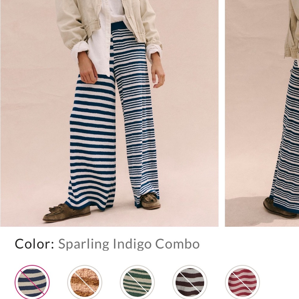 FP Movement by Free People Wide Leg Pants in Indigo and White